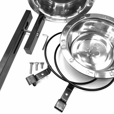 Two Adjustable Height Dog Bowl Kit Contents